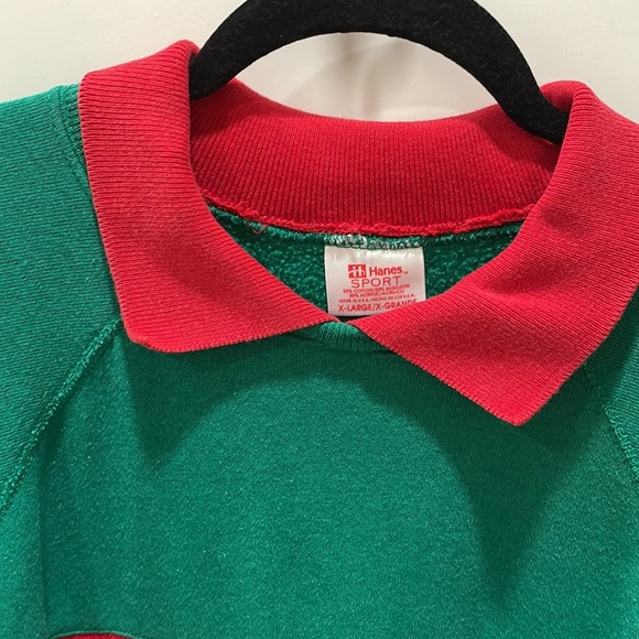 Jerzees Christmas Tree Sweatshirt Womens Medium Red Vintage 90s … - Picture 3 of 5